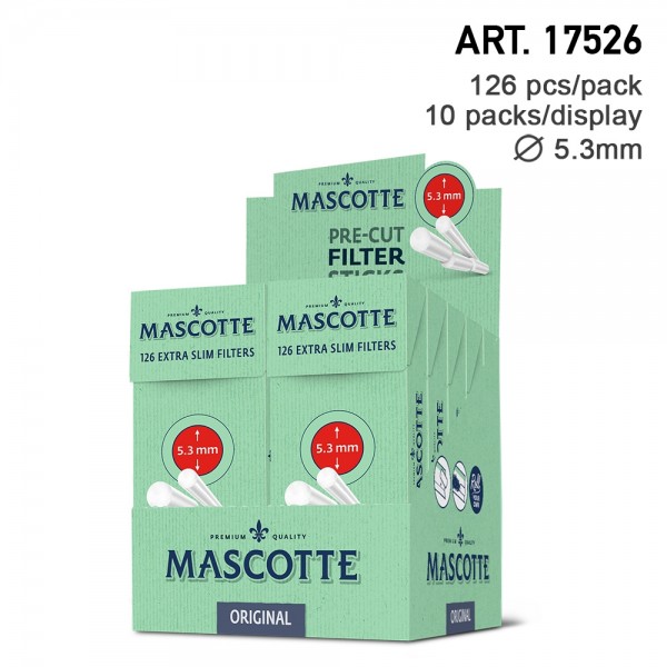 Mascotte | Original Extra Slim Filter Sticks with 5,3mm diameter - 21 pcs filter sticks per box - 12