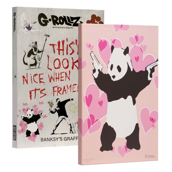 G-Rollz | Banksy&#039;s Graffiti - PANDA GUNNIN&#039; Canvas (48x67.5x2.5cm)