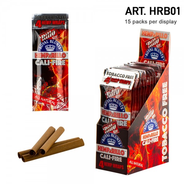 Royal Blunts | Hemparillo Cali-Fire Hemp Wraps - 15 packs in display - Each display contains 60 wra