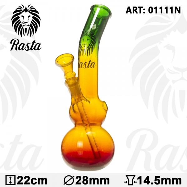 Rasta Bouncer Glass Bong - H:22cm - Ø:28mm-SG:14.5mm