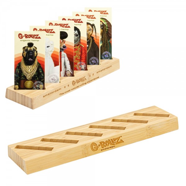 G-ROLLZ | Bamboo Display for King Size &amp; 1 1/4 Size Booklets With Tray and Tips