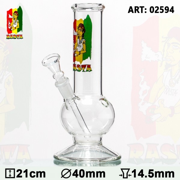 Rasta | Dude Bouncer Glass Bong- Ø:40mm- H:21cm- Socket:14.5mm