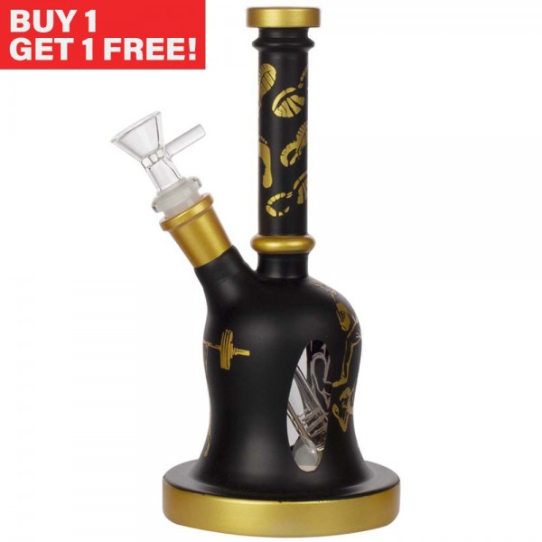 Amsterdam | Limited Edition Mixed Golden Round Base Bongs - H:22cm - SG:14.5mm