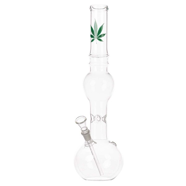 Bong en verre Leaf | Green Line - H:39cm- Ø:40mm - Socket:14.5mm