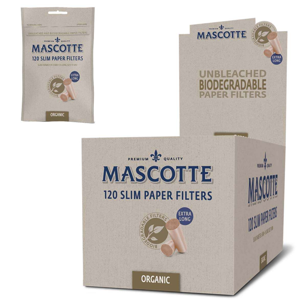 200 RAW SLIM FILTERS UNBLEACHED COTTON FOR PAPERS 5mm x 15mm