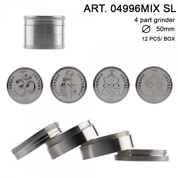 Amsterdam | Mix Grinder with Ganash, OM, Shiva logo 4part- Ø:50mm- 12pcs/box