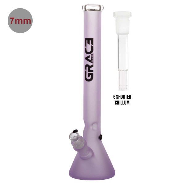 Grace Glass | Purple Pearl Beaker H:50cm - Ø:50mm - SG:29.2mm with 6 shooter - 7mm thickness!