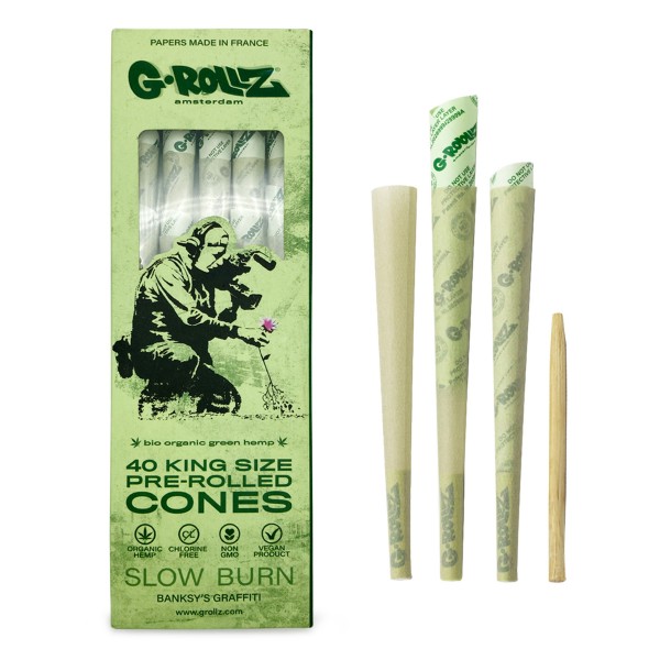G-Rollz | Banksy&#039;s Graffiti - Organic Green Hemp - 40 KS Cones