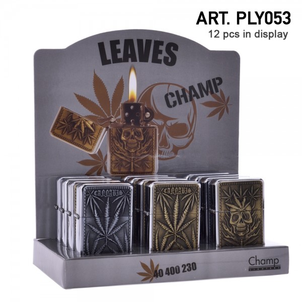 Champ | Zippo with Leaf logo's there are 12 pcs in a display