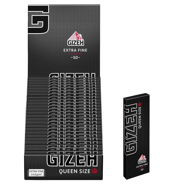 Gizeh | Queen Size Extra Fine 50 leaves per booklet and 25 booklets in a display - Length: 78mm - Wi