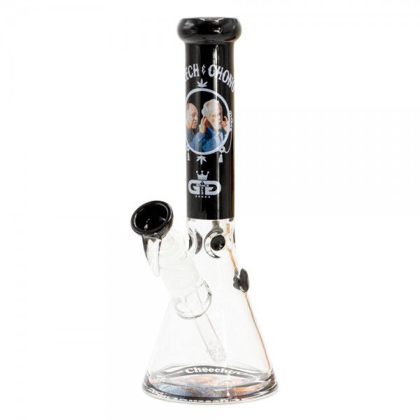 Grollz Cheech &amp; Chong | Smoking Brothers Black Beaker Chillum Slit Bong H:29cm Socket:18.8mm TH:5mm