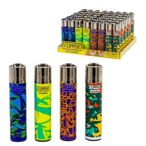 Clipper | Abstract Pattern refillable lighters with 4 different designs - 48pcs in display