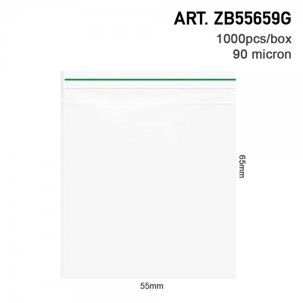 Amsterdam | Zipper Bags 55mm x 65mm 90µ (MU) Green 1000pcs in a display