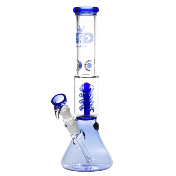 Grace Glass | Small Boy Blue Beaker Spiral perc Bong H:34,5cm Socket:18.8mm TH:5mm