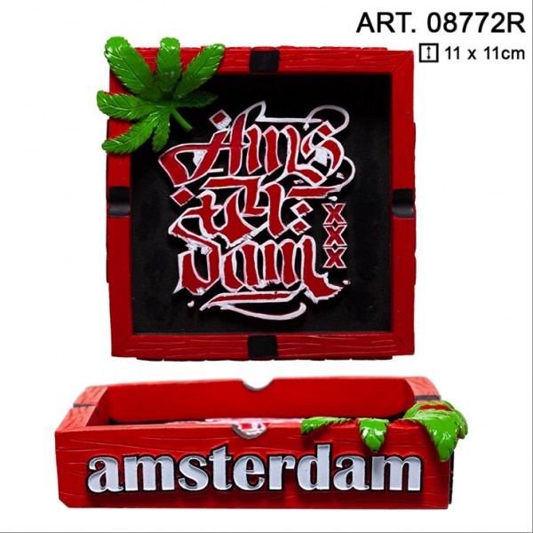 Amsterdam | Clay Ashtray with Amsterdam Logo L: 11cm and W: 11cm