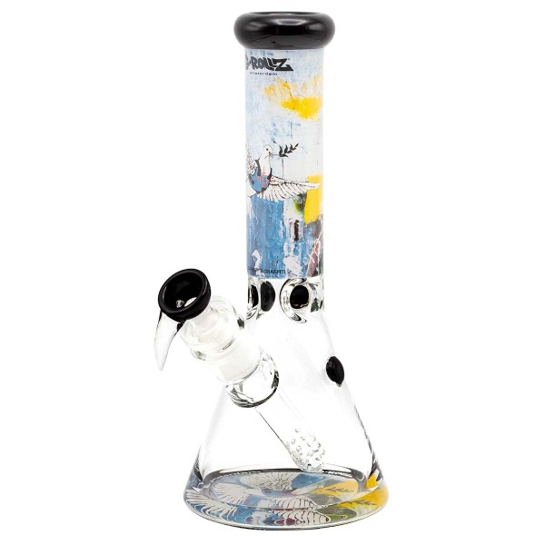 G-Rollz | Banksy's 'Graffiti Armoured Dove' - Beaker Bong White H:35cm - Ø:50mm - SG:29.2mm
