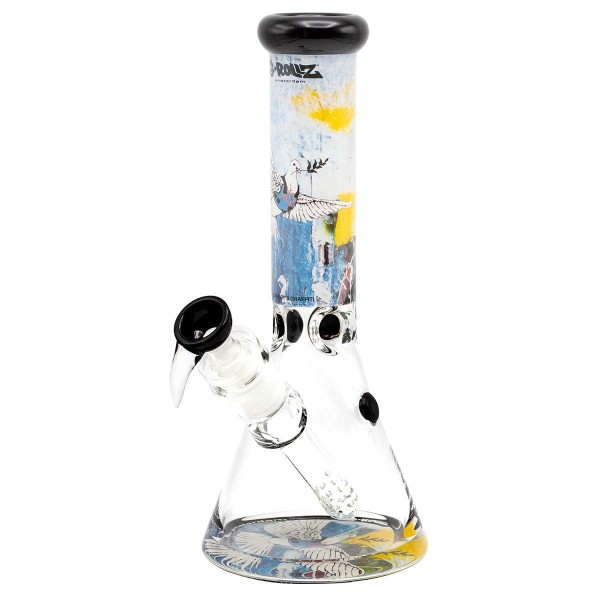 G-Rollz | Banksy&#039;s &#039;Graffiti Armoured Dove&#039; - Beaker Bong White H:35cm - Ø:50mm - SG:29.2mm