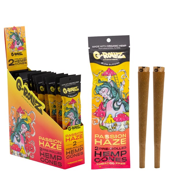 G-Rollz | 2x Passion Fruit Flavored Pre-Rolled Hemp Cones (12 Pack Display, 24 Blunts)