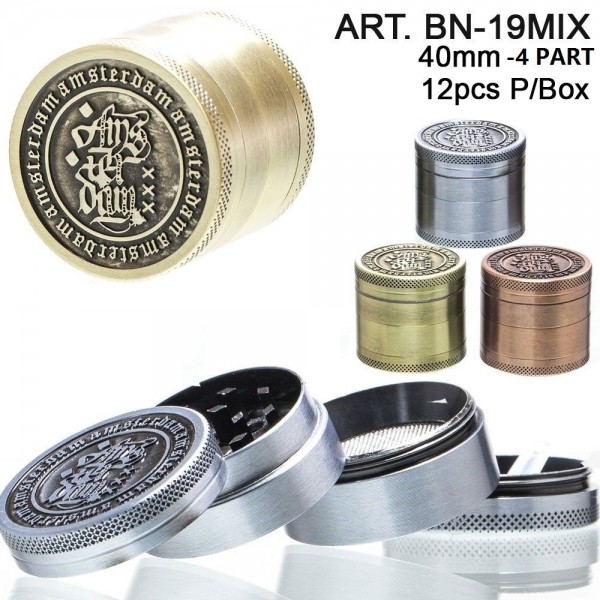 Amsterdam Grinder- 4part- Ø:40mm- 12pcs/box-mixed colors