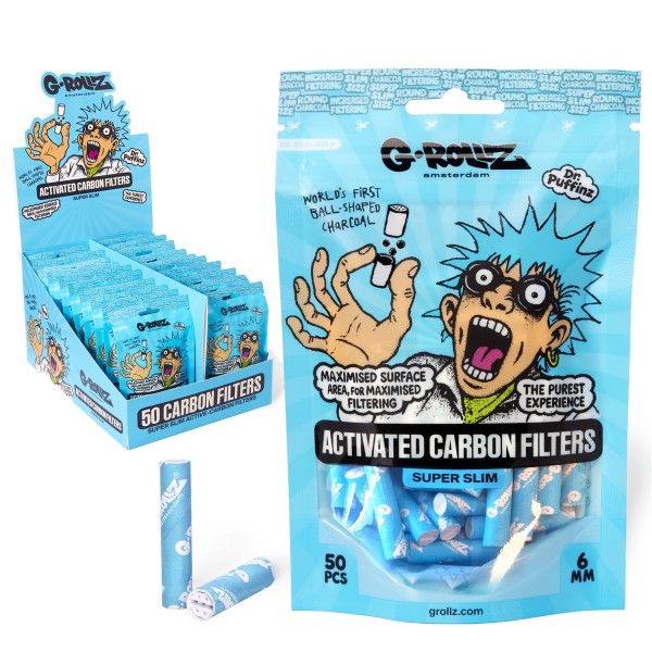 G-Rollz | Activated Carbon Filters - Ø6mm Blue - 50 Tips per Pack