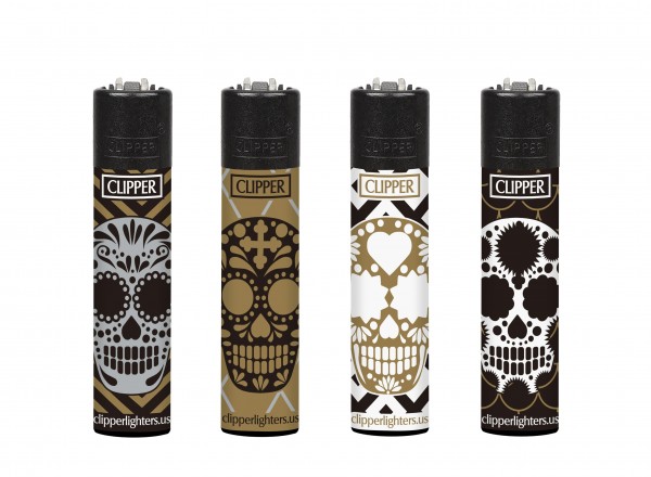 Clipper | Skulls 7 Soft refillable lighters with mixed designs - 48pcs in display