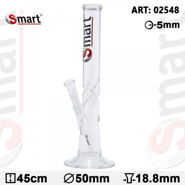 Smart | Glass Bong- Ø:50mm- WT:5mm (circa)- H:45cm- SG:18.8 mm