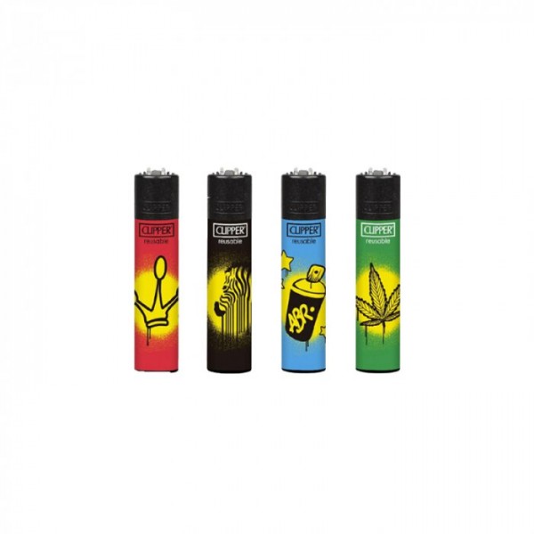 Clipper | Transparant refillable lighters URBAN STYLE 2 + BW - 48pcs in display