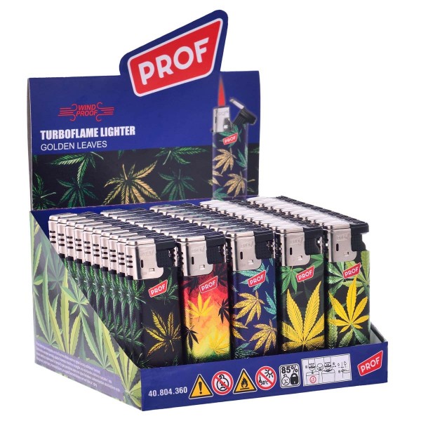 Prof | Lighters with Golden Leaf logo's 50 pcs in a display