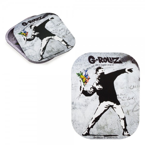 G-ROLLZ | Banksy&#039;s Graffiti &#039;Flower Thrower&#039; Magnet Cover for Small Tray 18x14 cm