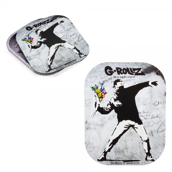 G-Rollz | Banksy&#039;s Graffiti &#039;Flower Thrower&#039; Magnet Cover for Small Tray 18x14 cm