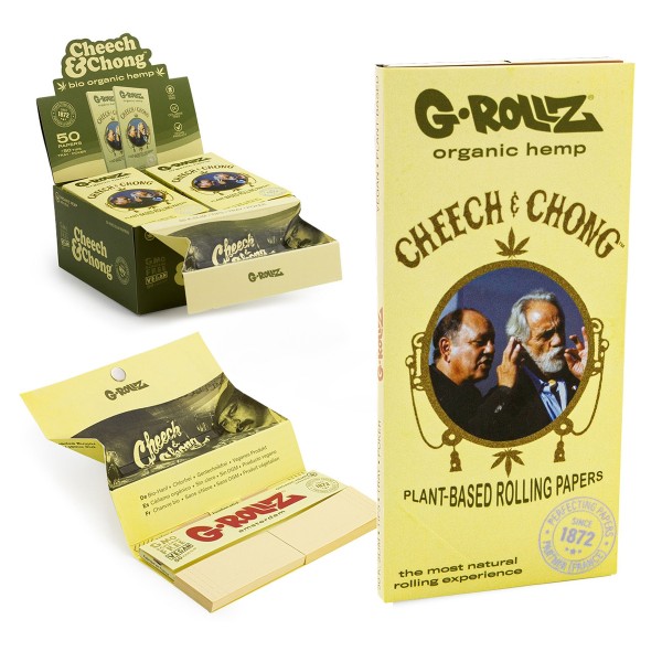 G-Rollz | Cheech &amp; Chong(TM) Classic Set 2 - Organic Hemp Extra Thin - 50 KS Slim Papers + Tips &amp; Tr