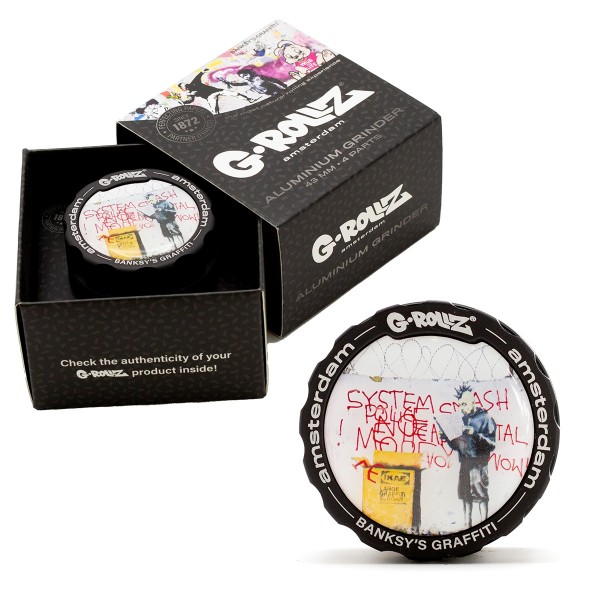 G-Rollz | Banksy Graffiti &#039;IEAK Punk&#039; 4part Grinder - 43mm - 6pc In Display