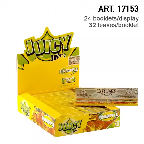 Juicy Jay's | Pineapple flavored King Size Slim rolling papers - 24pcs in a display