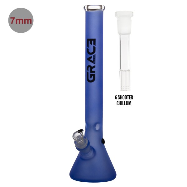 Grace Glass | Blue Pearl Beaker H:50cm - Ø:50mm - SG:29.2mm with 6 shooter - 7mm thickness!
