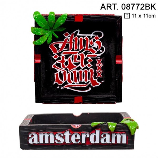 Amsterdam | Clay Ashtray with Amsterdam Logo L: 11cm and W: 11cm