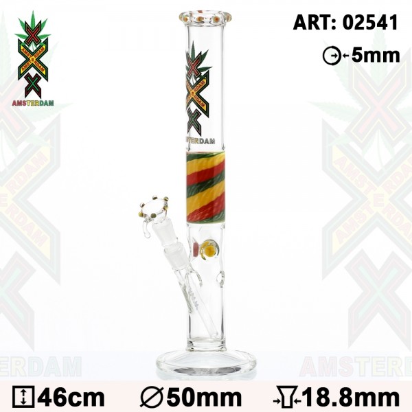 Amsterdam Cane Bong Rasta XXX- H:46cm- Ø:50mm- Socket:18.8mm- WT:5mm (circa)