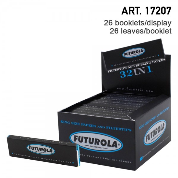 Futurola | KS Rolling Papers 32 leaves per booklet and 26 booklets + tips in a display/box