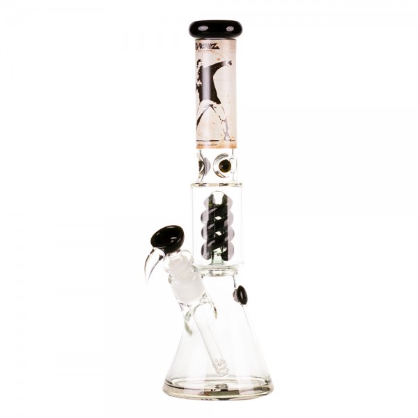 G-Rollz | Banksy's 'Flower Thrower' - Spiral Percolator Beaker Yellow H:35cm - Ø:38mm - SG:18.8mm