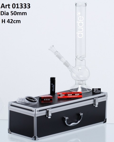 Dude Glass Bong in Aluminum Box -H:42cm- Ø:50mm