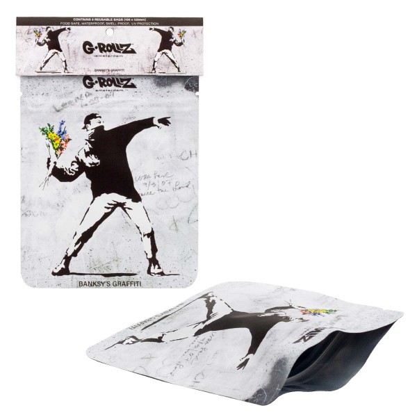 G-Rollz | Sacs anti-odeurs 100x125 mm &#039;Le lanceur de fleurs&#039; de Banksy - 8pcs en présentoir