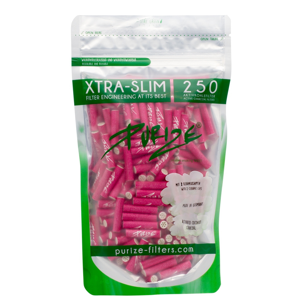 Purize, 250 Xtra Slim Size Pink Filters per pack Ø:5,9mm x 26,9mm, Active  Charcoal Filter, Rolling Equipment, HEADSHOP
