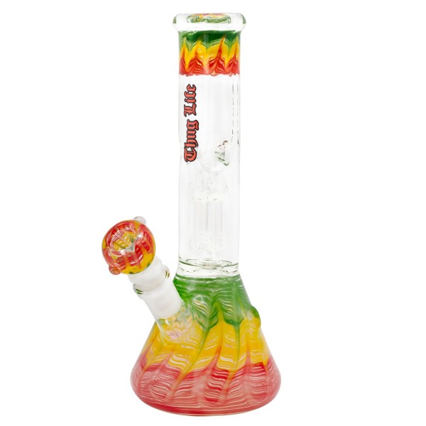 Thug Life | Ripple Rasta Series Glass Bong - H:25cm - Ø:40mm - S:18.8mm