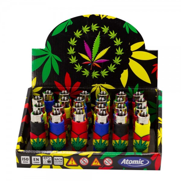 Atomic | Funda Corazon Mix refillable lighters with mixed sleeve designs - 24pcs in display