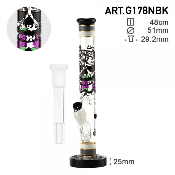 Grace Glass | HAMMER Series Heavy Black Death H:48cm - SG:29.2mm avec un chillum 6 shooters