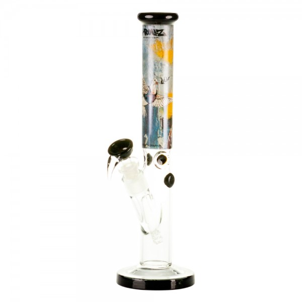 G-Rollz | Banksy's Graffiti 'Bulletproof Dove' - Straight Bong White H:30cm - Ø:38mm - SG:18.8mm
