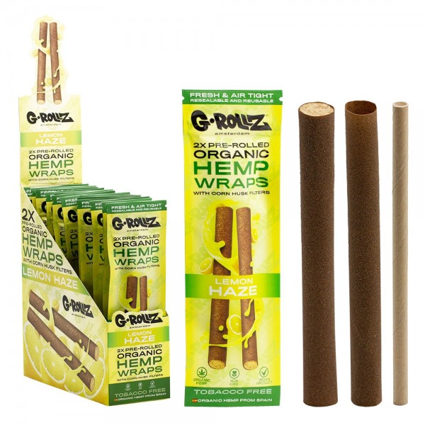 G-ROLLZ | 2x Lemon Haze Pre-Rolled Hemp Wraps (15 pack Display, 30 wraps)