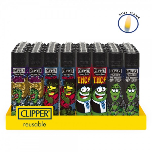 Clipper | Transparant refillable lighters Great Music + BW - 48pcs in display