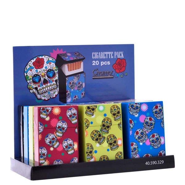 | Mini Skull cigarette cases for 20pcs cigarettes in different colors and there are 12pcs in a displ