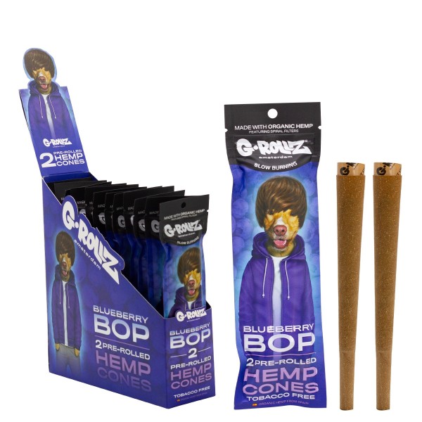 G-Rollz | 2x Blueberry Flavored Pre-Rolled Hemp Cones (12 Pack Display, 24 Blunts)