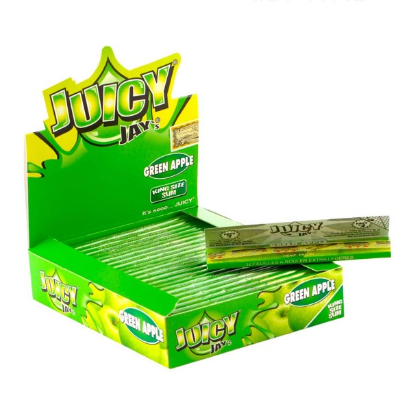 Juicy Jay's | Green Apple flavored King Size Slim rolling papers - 24pcs in a display